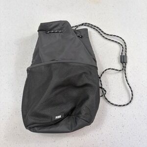PINK Victoria's Secret Black Mesh Drawstring Cinch Backpack Gym Bag‎